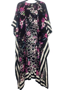 Multicolor Floral Open Front Cover Up Kimono